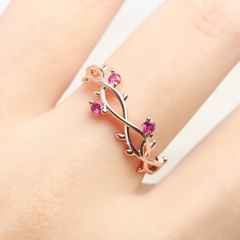 18k Rose Gold Ruby Twist Vine Cocktail Ring - Picture 1 of 6